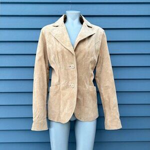 Vintage Mark Alan Tan Suede Boho Fitted Blazer Jacket~L~